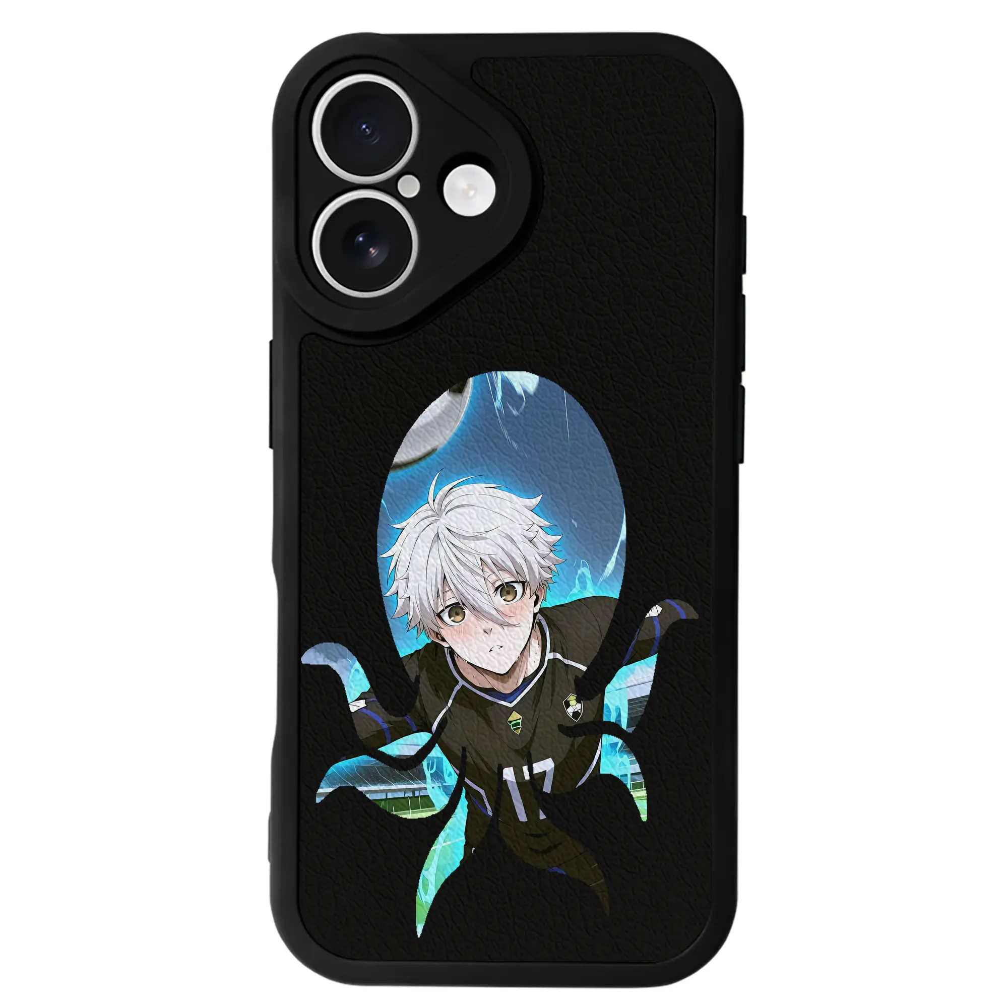 ブルーロック グッズ 凪 誠士郎 - IPhone 16シリーズ対応 ・ シリコンスマホケース ・ レザー調 ・ 高精度フィット ・ 耐衝撃 ・ ワイヤレス充電対応 ・ 精密カット